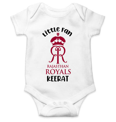 Custom Name IPL RR Rajasthan Royals Little Fan Rompers for Baby Girl- FunkyTeesClub