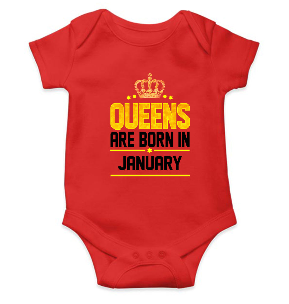 Queens Are Born In January Rompers for Baby Girl- FunkyTeesClub