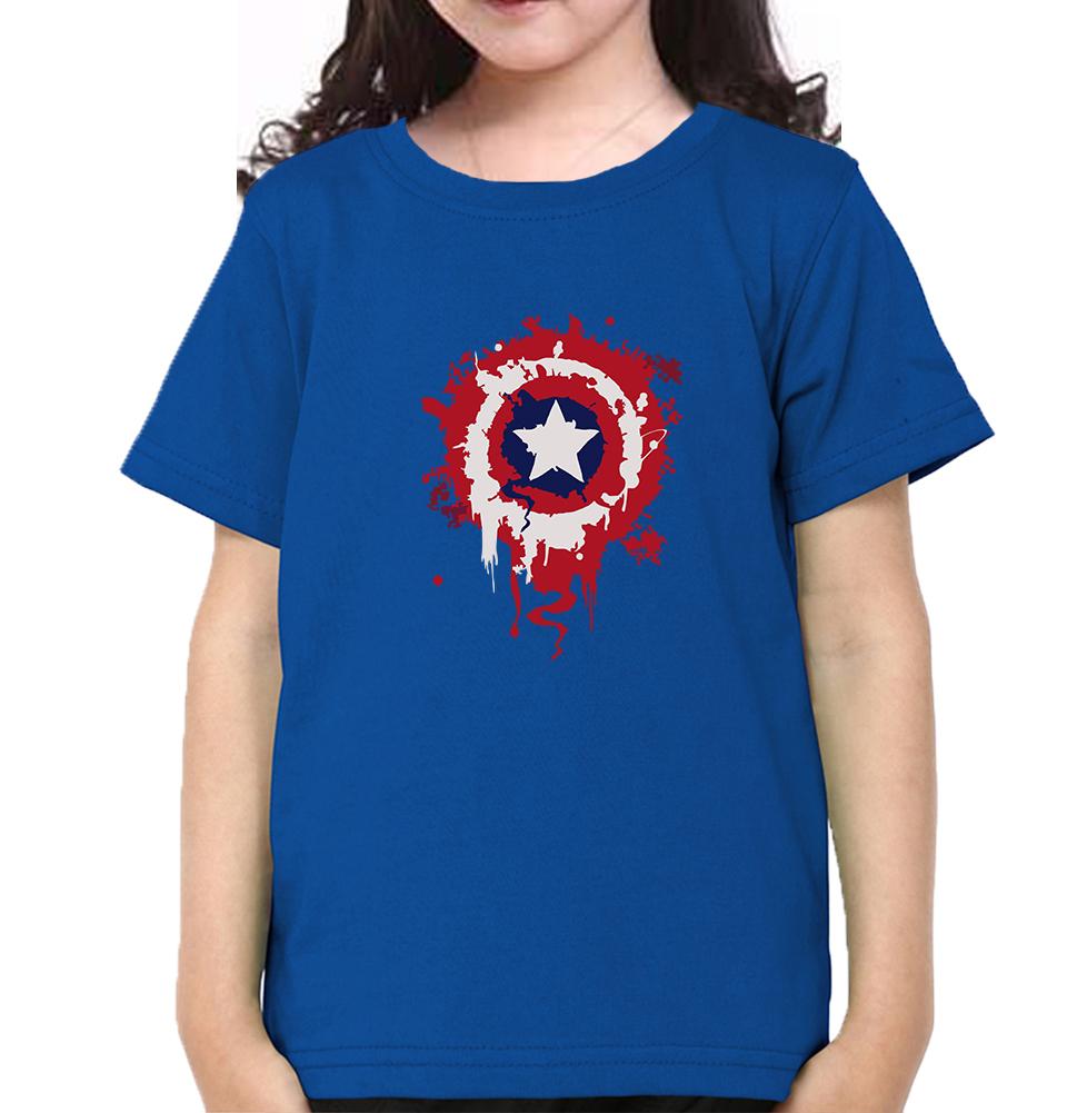 Captain America Shield Half Sleeves T-Shirt For Girls -FunkyTeesClub