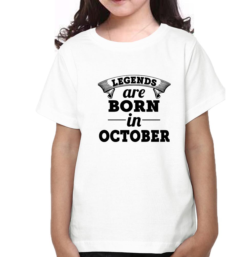 Legends are Born in October Half Sleeves T-Shirt For Girls -FunkyTeesClub