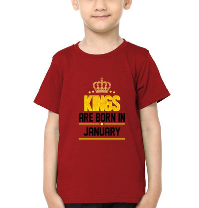 Kings Are Born In January Half Sleeves T-Shirt for Boy-FunkyTeesClub