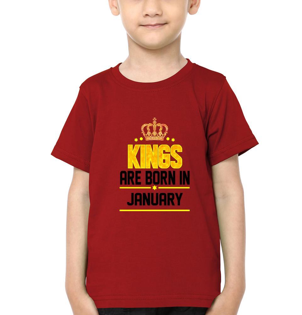 Kings Are Born In January Half Sleeves T-Shirt for Boy-FunkyTeesClub