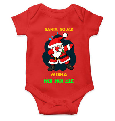 Customized Name Santa Squad Ho Ho Ho Christmas Rompers for Baby Girl- FunkyTeesClub