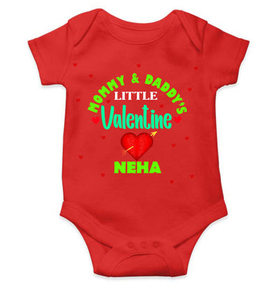 Custom Name Mommys And Daddys Little Valentine Rompers for Baby Girl- FunkyTeesClub