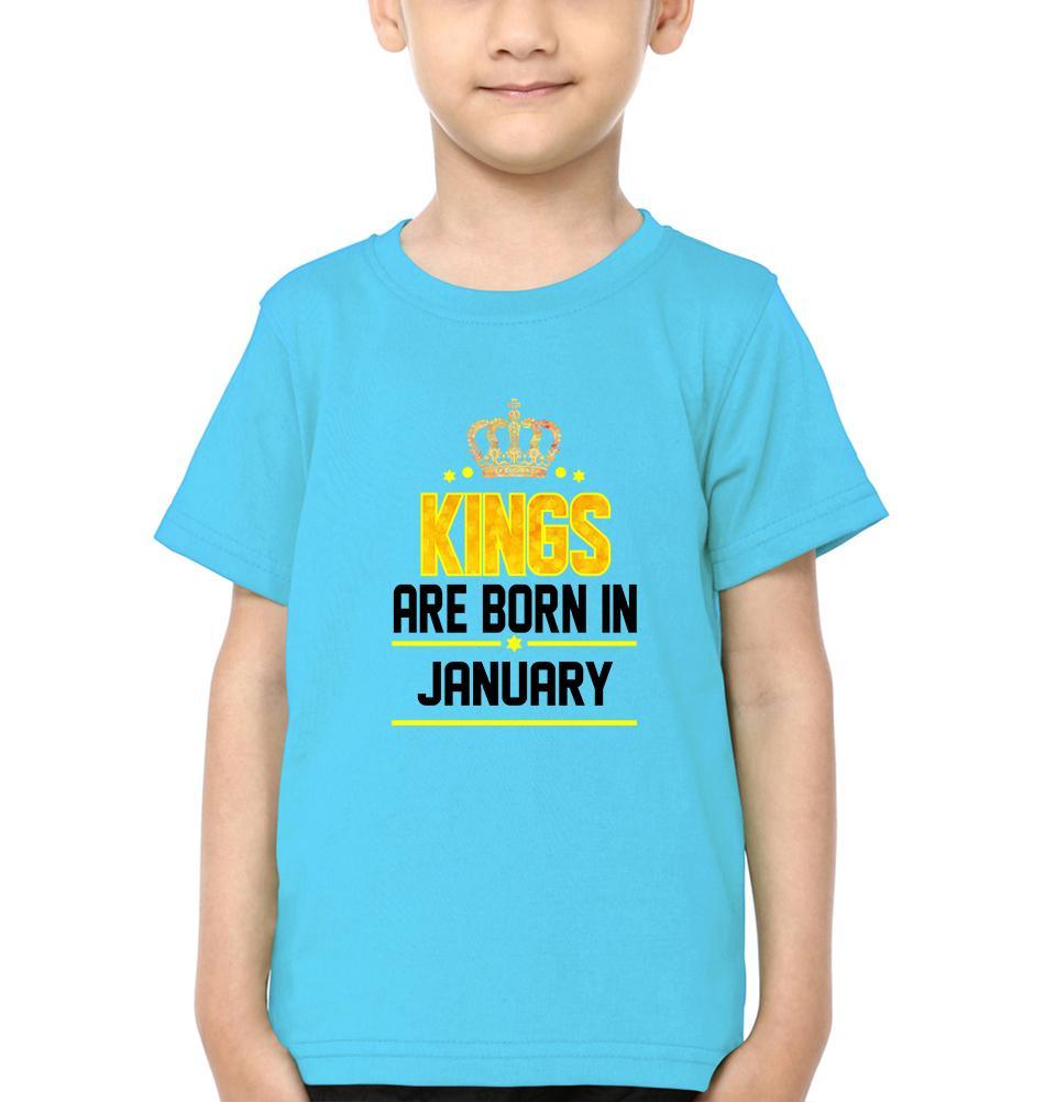 Kings Are Born In January Half Sleeves T-Shirt for Boy-FunkyTeesClub