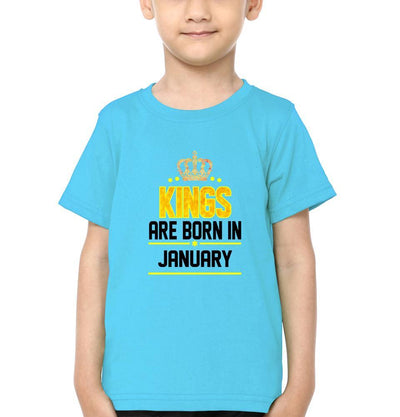 Kings Are Born In January Half Sleeves T-Shirt for Boy-FunkyTeesClub