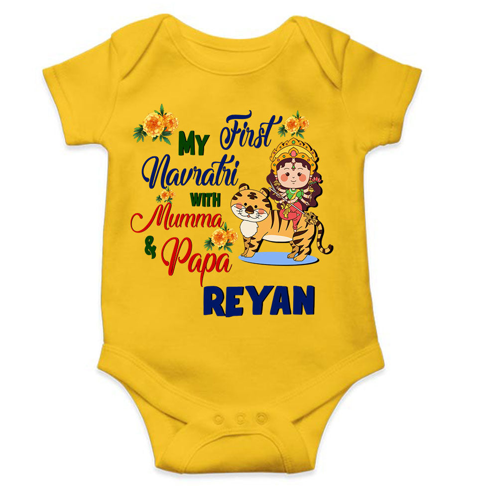 Custom Name My First Navratri With Mumma And Papa Rompers for Baby Boy- FunkyTeesClub