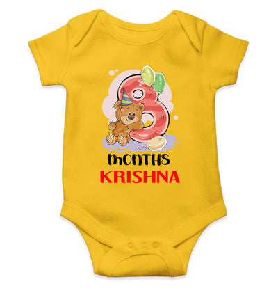 Custom Name 8 Month Birthday Teddy Design Rompers for Baby Boy- FunkyTeesClub