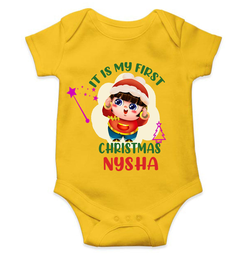 Customized Name It Is My First Christmas Rompers for Baby Girl- FunkyTeesClub