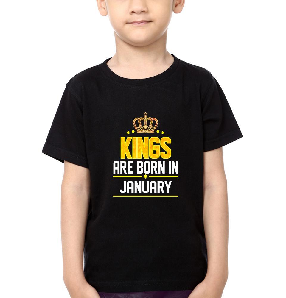 Kings Are Born In January Half Sleeves T-Shirt for Boys and Kids-FunkyTeesClub