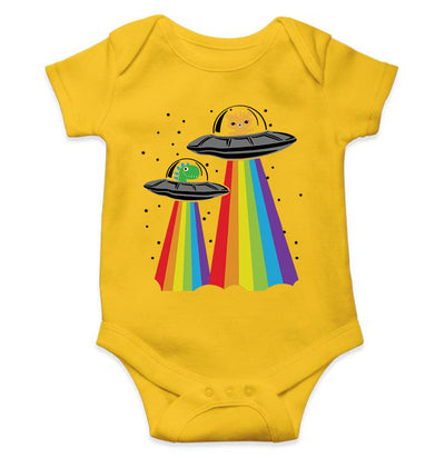 Rainbow Spaceship Cartoon Rompers for Baby Girl- FunkyTeesClub