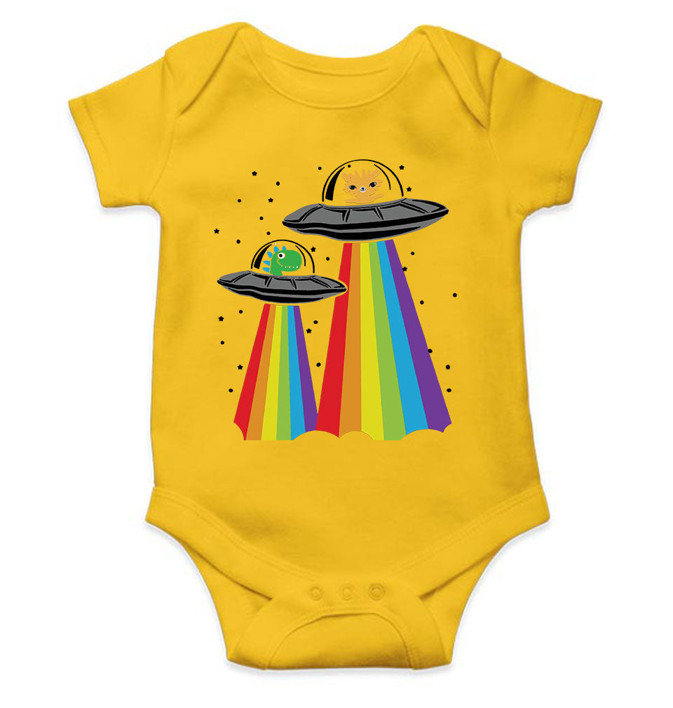 Rainbow Spaceship Cartoon Rompers for Baby Girl- FunkyTeesClub