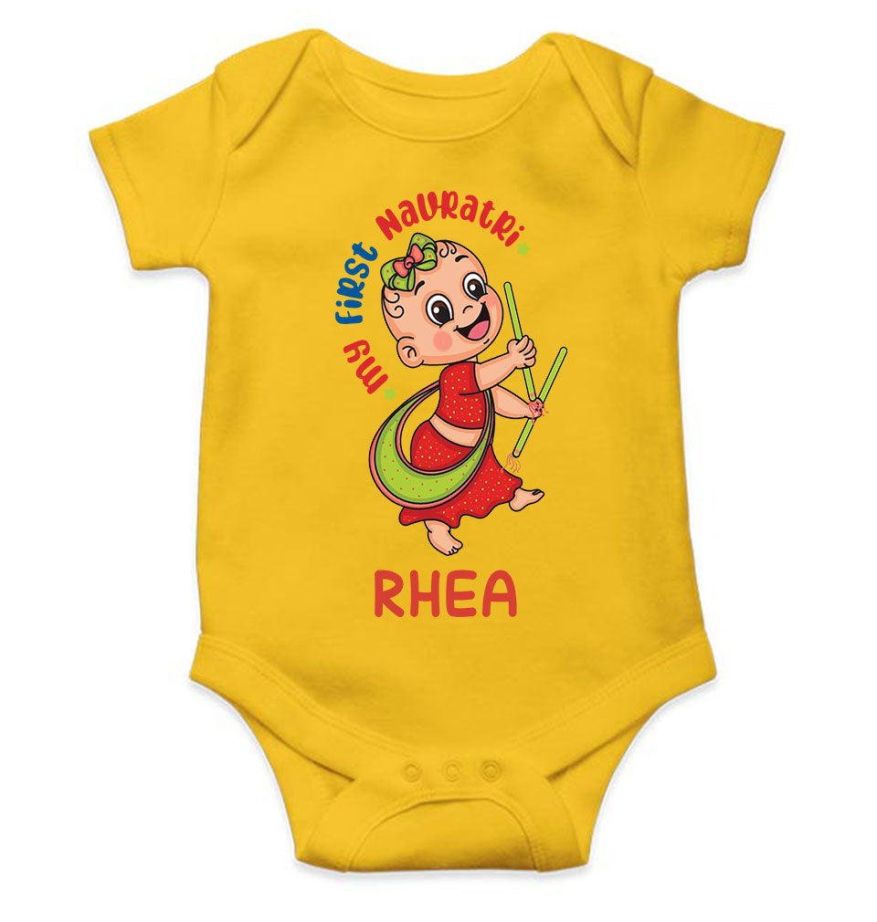 Custom Name My First Navratri Rompers for Baby Girl- FunkyTeesClub