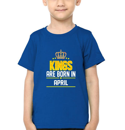 Kings Are Born In April Half Sleeves T-Shirt for Boys and Kids-FunkyTeesClub