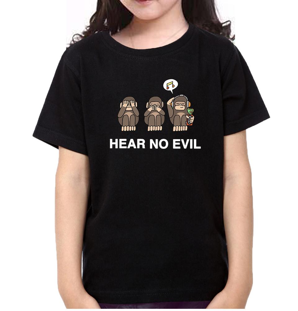 Hear no evil Half Sleeves T-Shirt For Girls -FunkyTeesClub