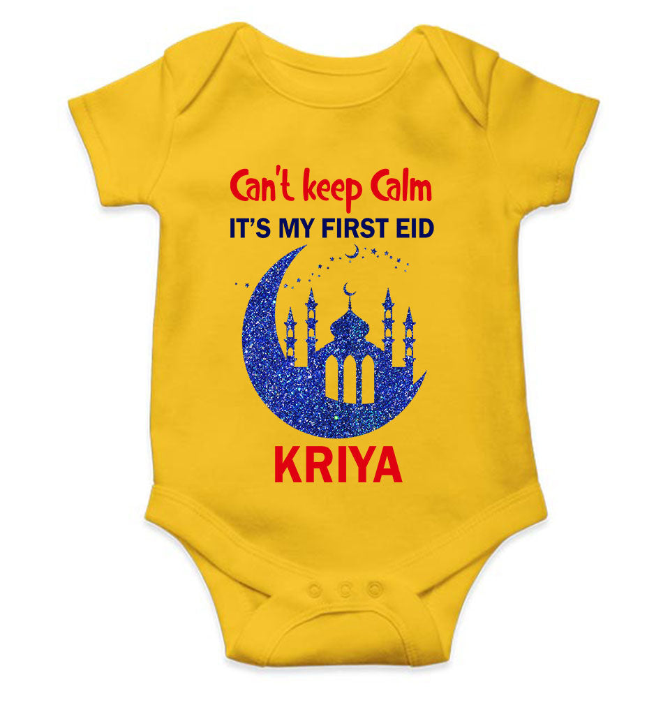 Custom Name Cant Keep Calm My First Eid Rompers for Baby Girl- FunkyTeesClub