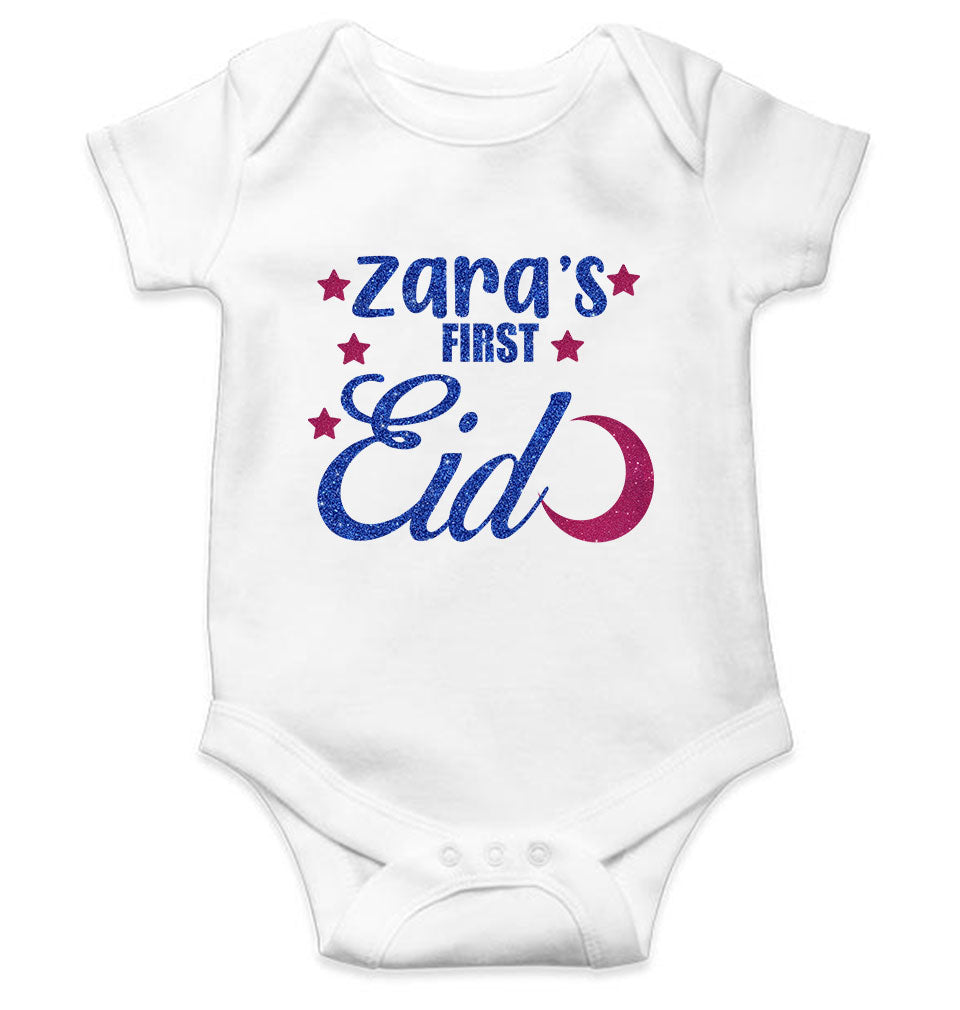 1st Eid Custom Name Rompers for Baby Girl- FunkyTeesClub