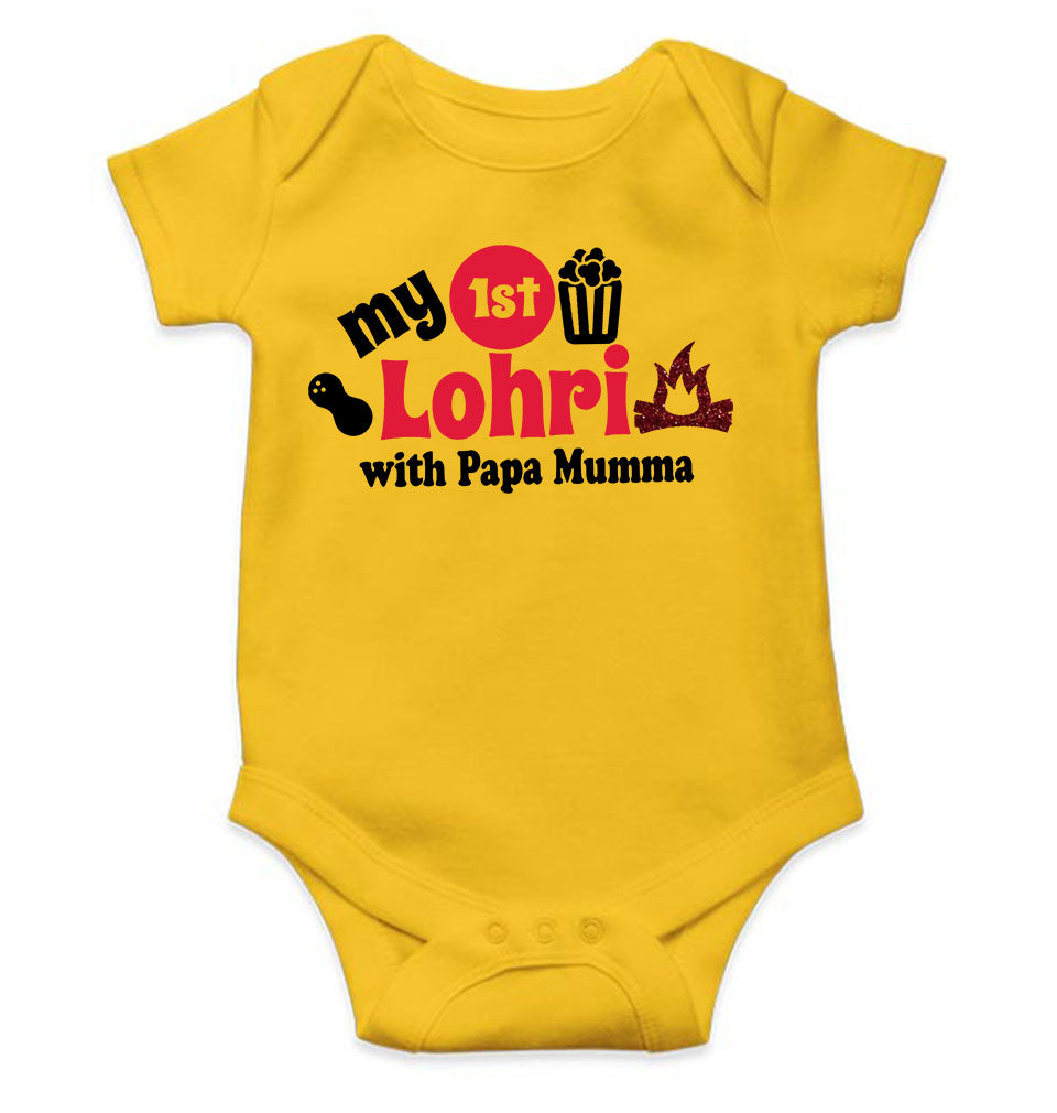 First Lohri With Papa Mumma Rompers for Baby Girl- FunkyTeesClub