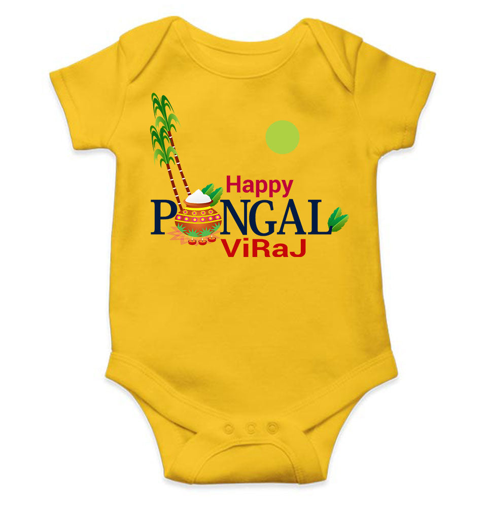 Custom Name Happy Pongal Rompers for Baby Girl- FunkyTeesClub