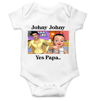 Johny Johny Yes Papa Poem Rompers for Baby Girl- FunkyTeesClub