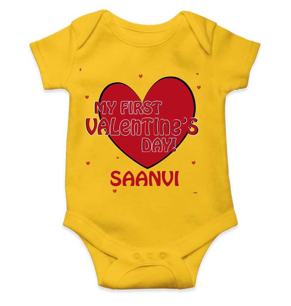 Custom Name 1st Valentine Rompers for Baby Girl- FunkyTeesClub
