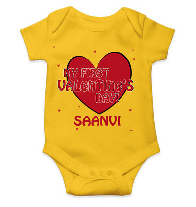 Custom Name 1st Valentine Rompers for Baby Girl- FunkyTeesClub