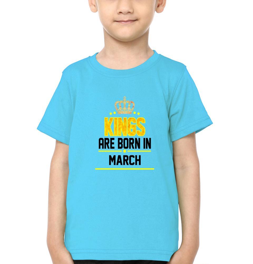Kings Are Born In March Half Sleeves T-Shirt for Boy-FunkyTeesClub