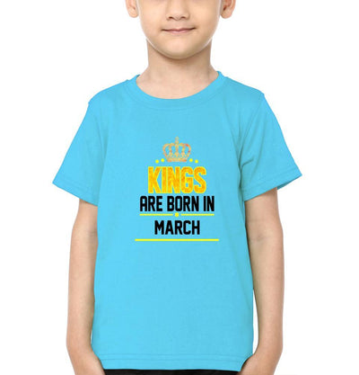 Kings Are Born In March Half Sleeves T-Shirt for Boy-FunkyTeesClub