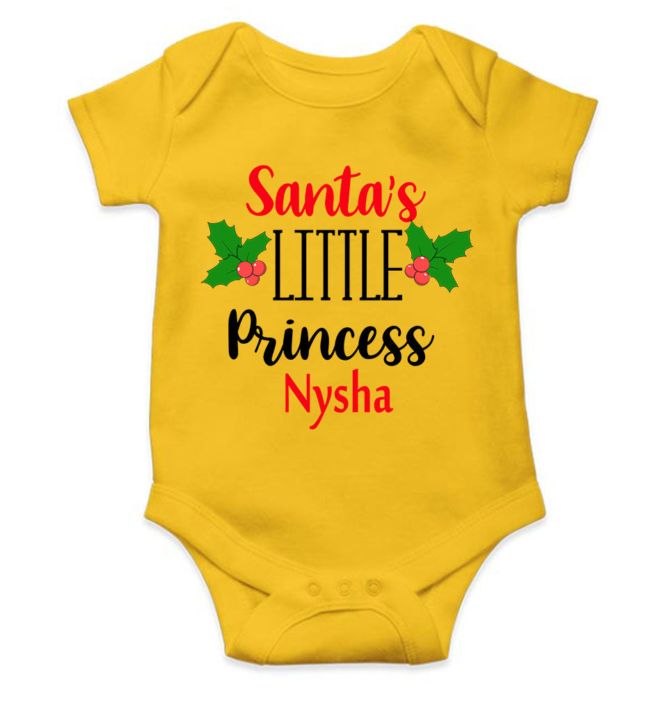 Customized Name Santas Little Princess Christmas Rompers for Baby Girl- FunkyTeesClub