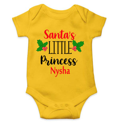 Customized Name Santas Little Princess Christmas Rompers for Baby Girl- FunkyTeesClub