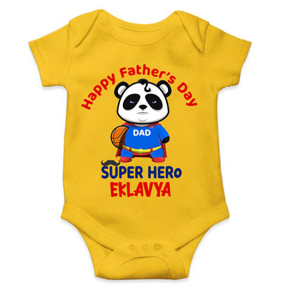 Custom Name Happy Fathers Day Super Hero Rompers for Baby Boy- FunkyTeesClub