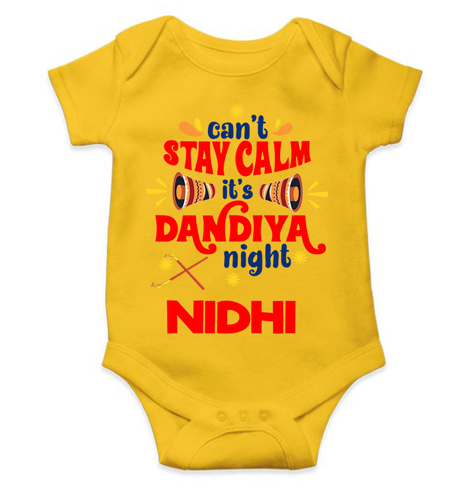 Custom Name Cant Stay Calm It Is Dandiya Night Navratri Rompers for Baby Girl- FunkyTeesClub
