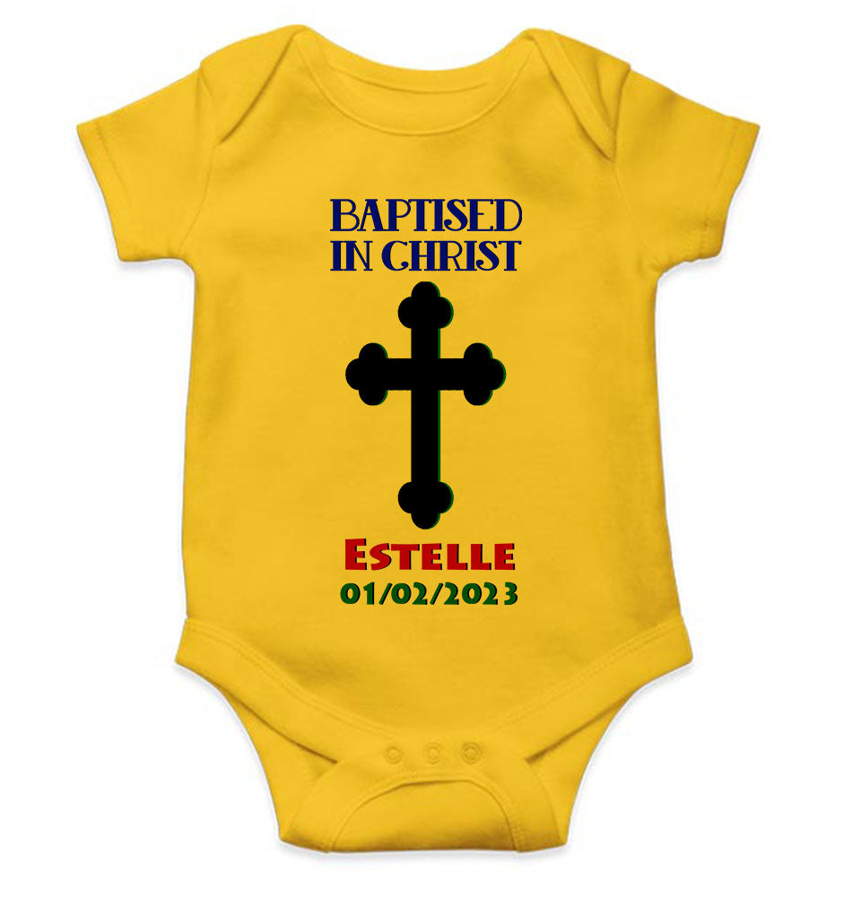 Custom Name And Date Baptised In Christ Christening Day Baptism Rompers for Baby Girl- FunkyTeesClub
