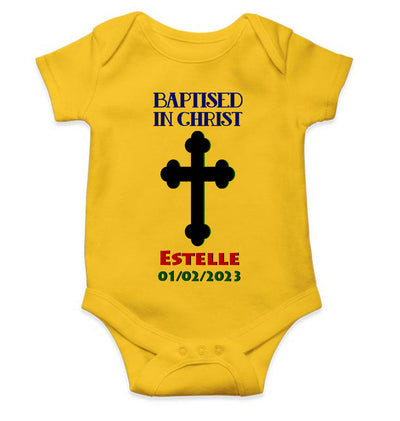Custom Name And Date Baptised In Christ Christening Day Baptism Rompers for Baby Girl- FunkyTeesClub