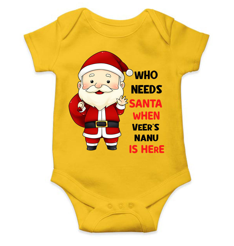 Customized Name Santa Nanu Is Here Christmas Rompers for Baby Boy- FunkyTeesClub