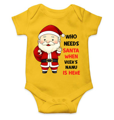 Customized Name Santa Nanu Is Here Christmas Rompers for Baby Boy- FunkyTeesClub