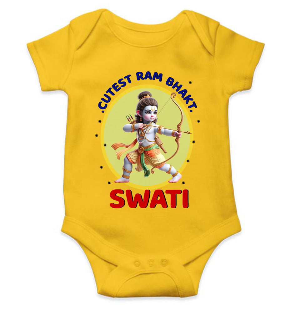 Custom Name Cutest Ram Bhakt Rompers for Baby Girl- FunkyTeesClub