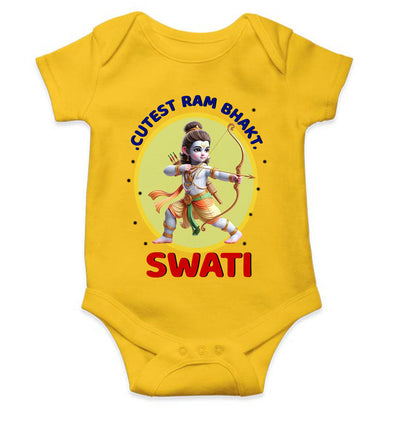 Custom Name Cutest Ram Bhakt Rompers for Baby Girl- FunkyTeesClub