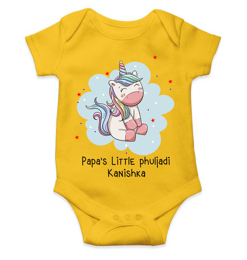 Custom Name Papas Little Phuljadi Diwali Rompers for Baby Girl- FunkyTeesClub