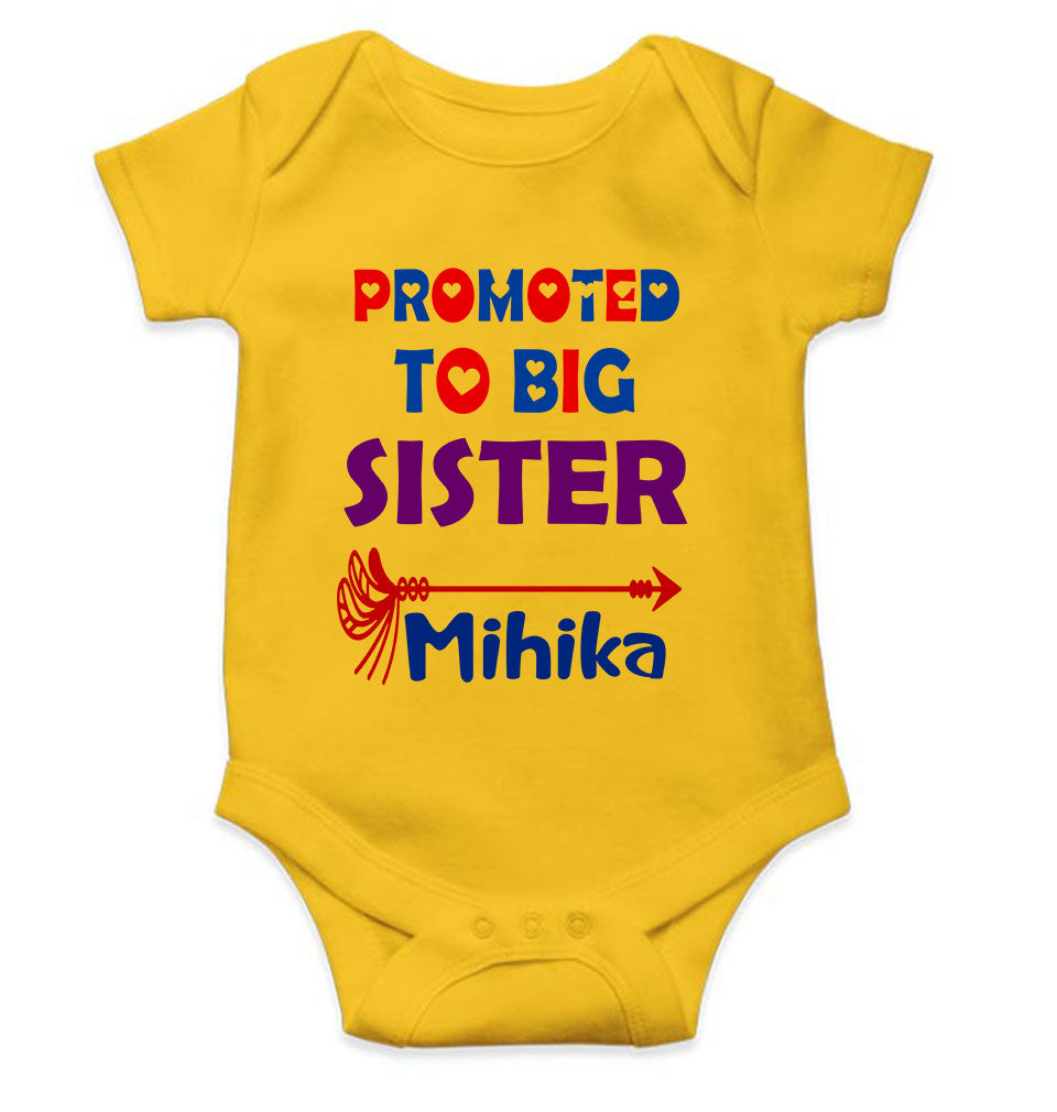 Custom Name Promoted To Big Sister Rakhi Rompers for Baby Girl- FunkyTeesClub