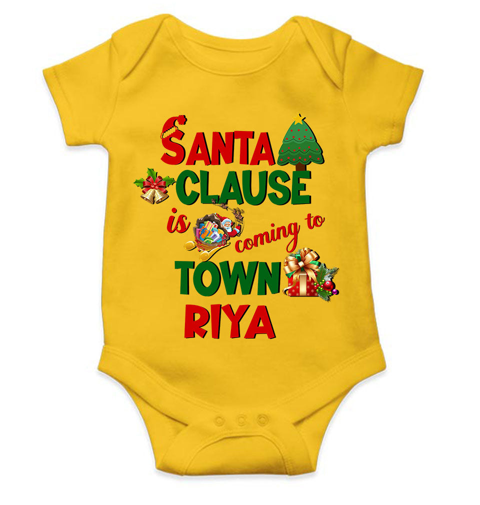 Custom Name Santa Clause Is Coming To Town Christmas Rompers for Baby Girl- FunkyTeesClub