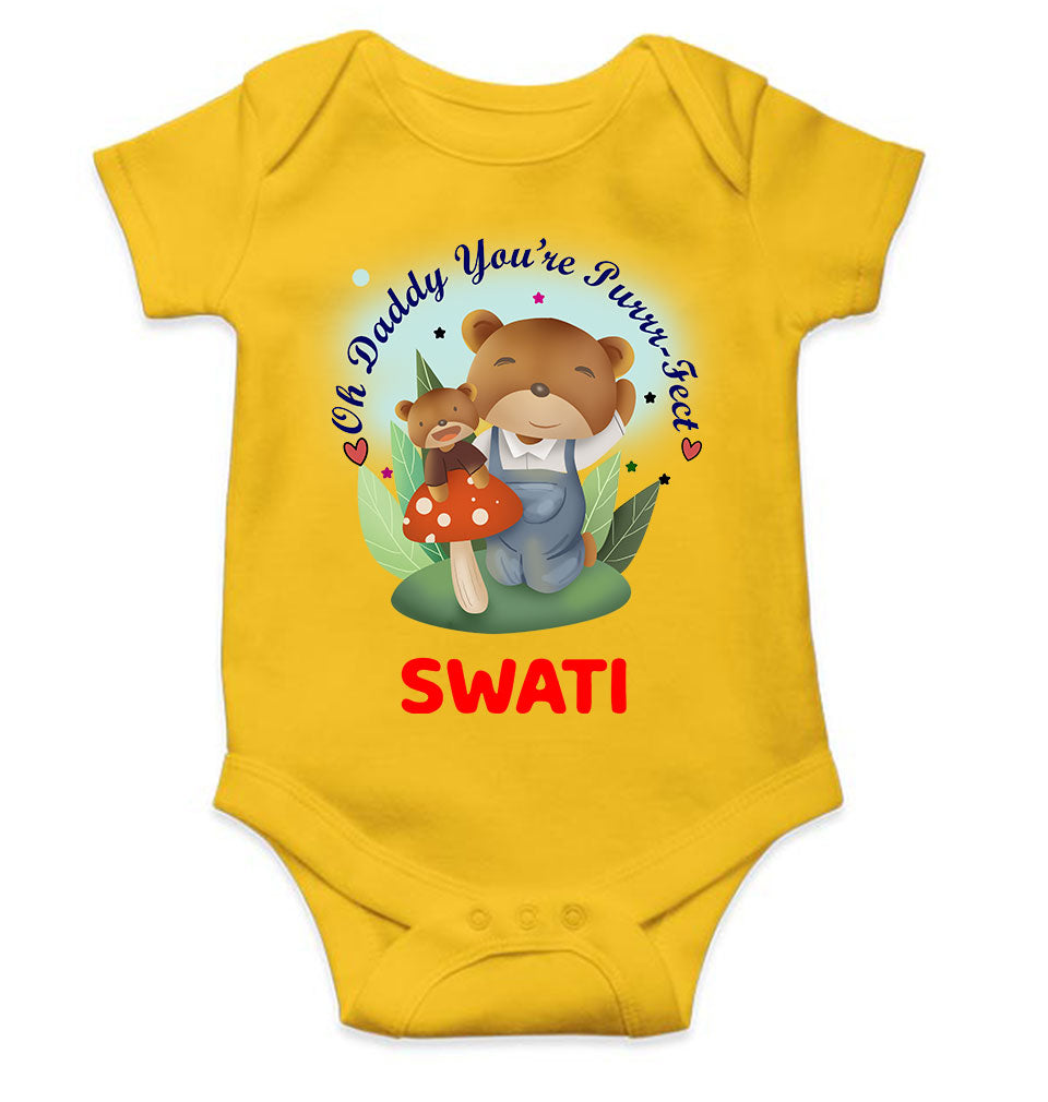 Custom Name Ohh Daddy You Are Purr Fect Fathers Day Rompers for Baby Girl- FunkyTeesClub