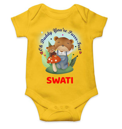 Custom Name Ohh Daddy You Are Purr Fect Fathers Day Rompers for Baby Girl- FunkyTeesClub