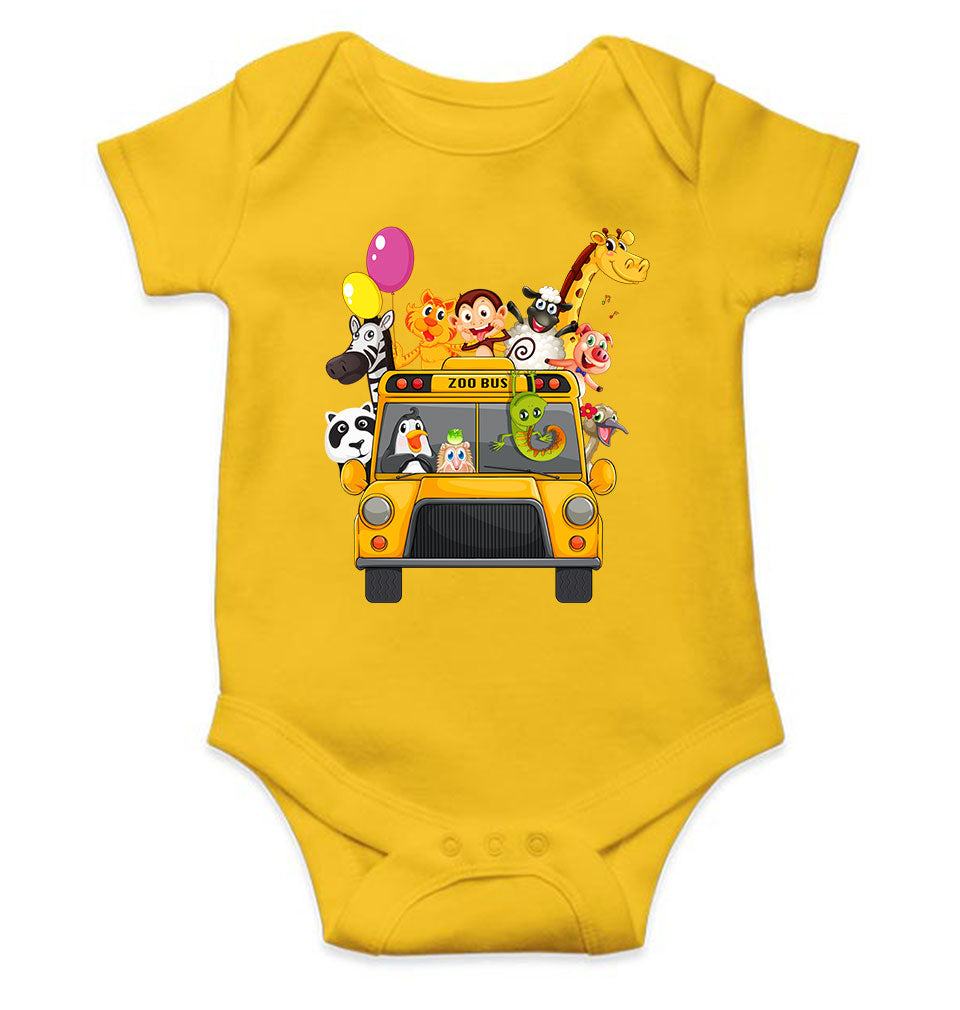 Zoo Bus Cartoon Rompers for Baby Girl- FunkyTeesClub