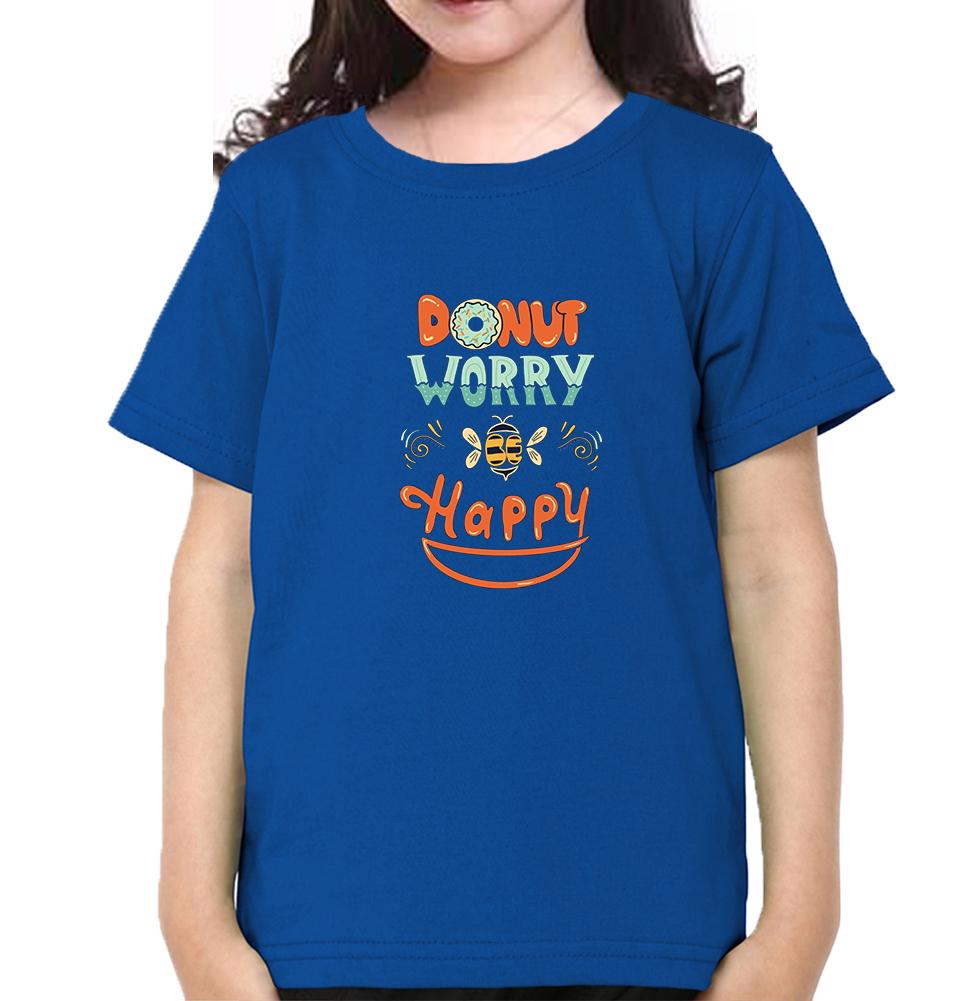 Donut Worry Be Happy Half Sleeves T-Shirt For Girls -FunkyTeesClub
