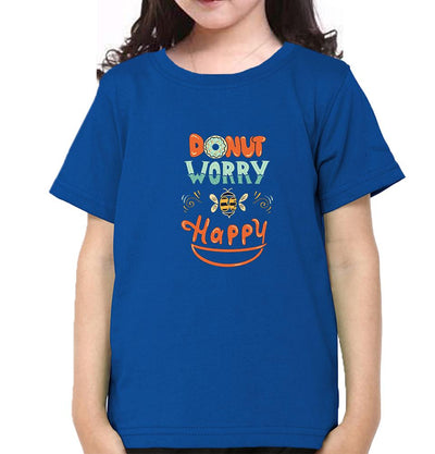 Donut Worry Be Happy Half Sleeves T-Shirt For Girls -FunkyTeesClub