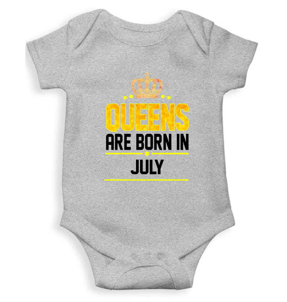 Queens Are Born In July Rompers for Baby Girl- FunkyTeesClub