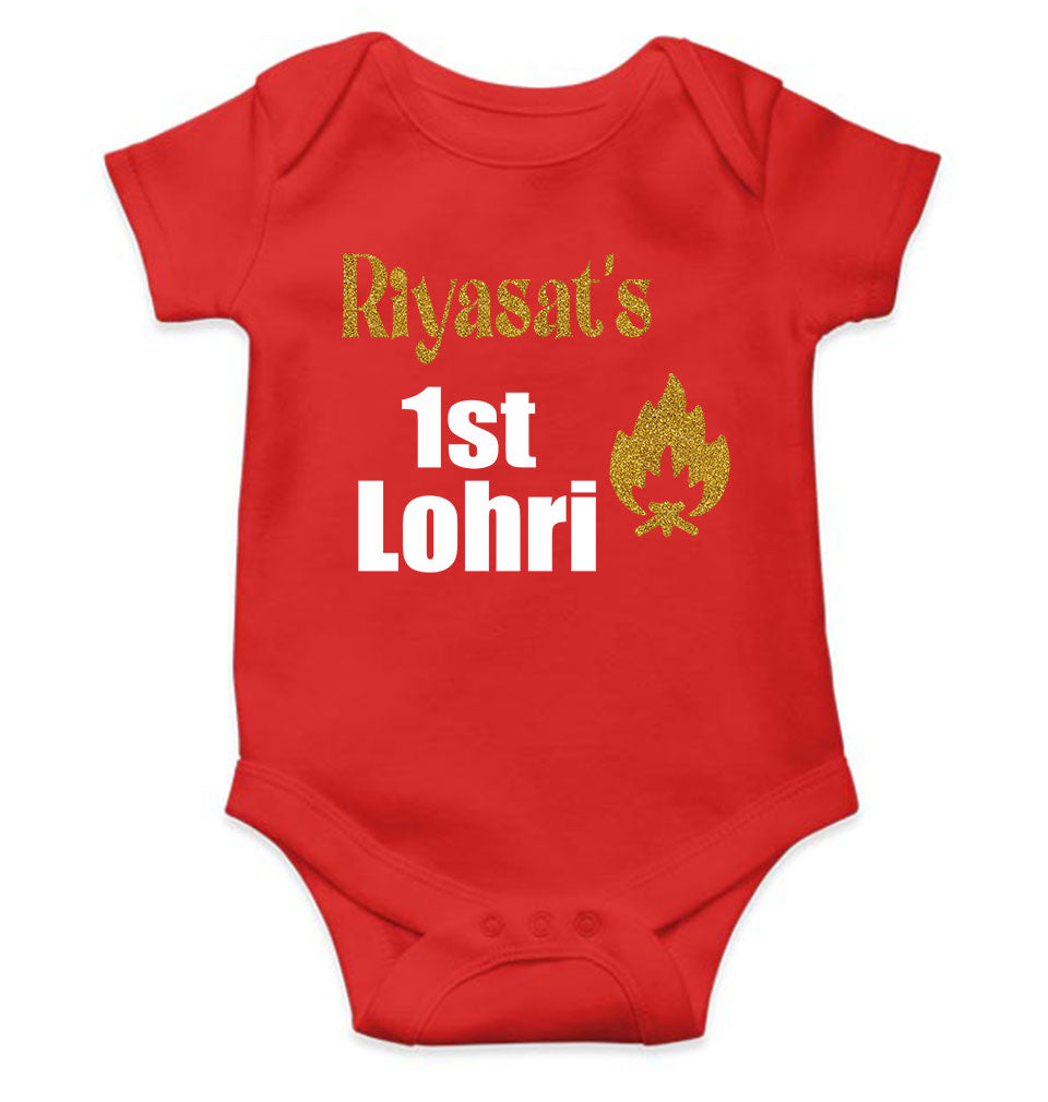 Custom Baby Name First Lohri Rompers for Baby Girl- FunkyTeesClub