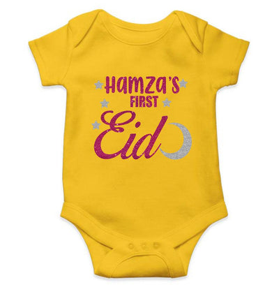 1st Eid Custom Name Rompers for Baby Boy- FunkyTeesClub