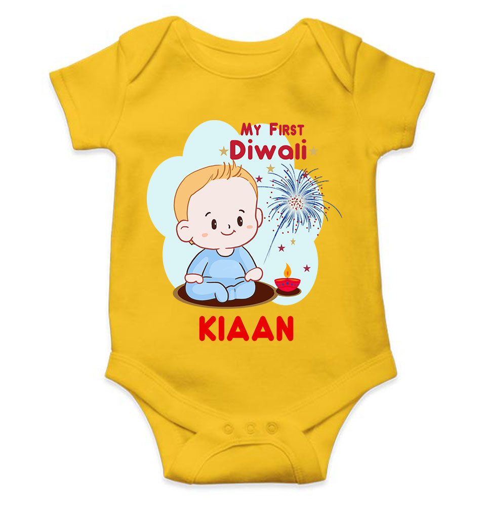 Custom Name My First Diwali Rompers for Baby Boy- FunkyTeesClub